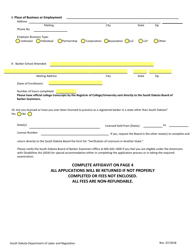 SD Form 2429 License Application - South Dakota, Page 4