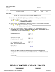 SD Form 1753 Registered Barber License Renewal Application Form - South Dakota, Page 2