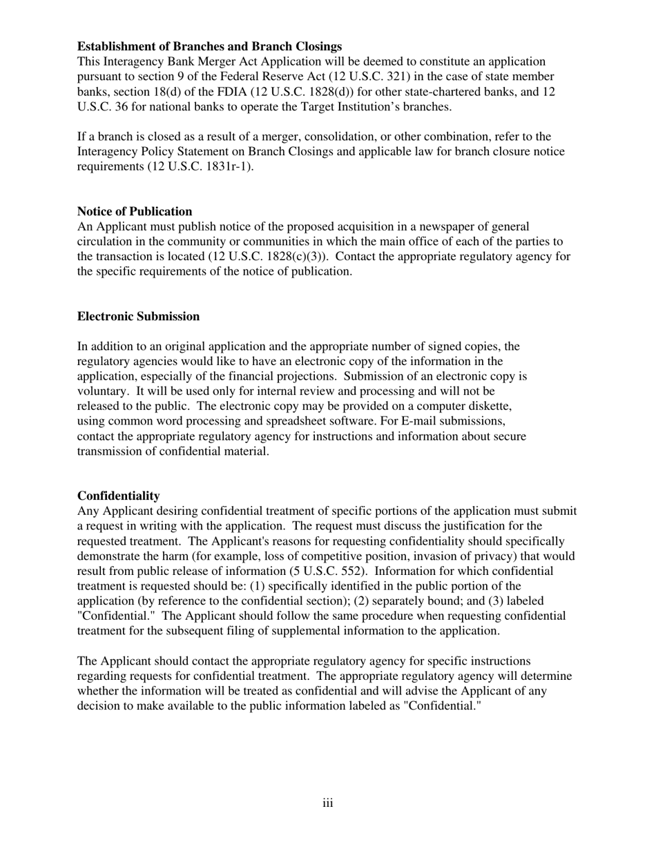 SD Form 1987 Interagency Bank Merger Act Application - South Dakota, Page 3