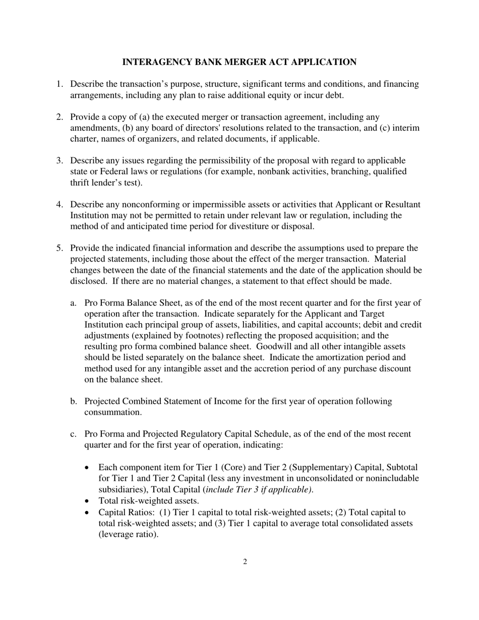 SD Form 1987 Interagency Bank Merger Act Application - South Dakota, Page 5