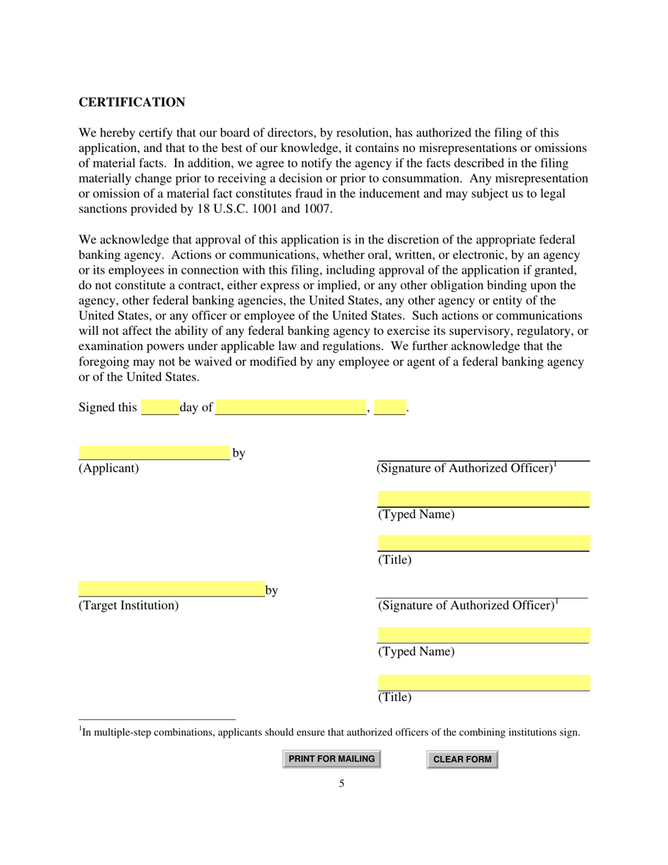 SD Form 1987 Interagency Bank Merger Act Application - South Dakota, Page 8
