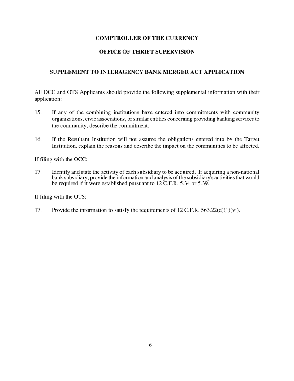 SD Form 1987 Interagency Bank Merger Act Application - South Dakota, Page 9