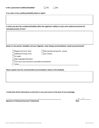 Form B Reasonable Testing Accommodations Disability Documentation - South Dakota, Page 2