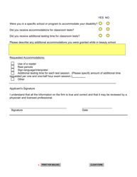 ADA Form A (SD Form 1401) Reasonable Testing Accommodations Questionnaire - South Dakota, Page 2