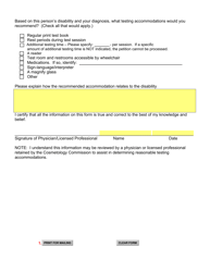 ADA Form B (SD Form 1400) Reasonable Testing Accommodations Disability Documentation - South Dakota, Page 2