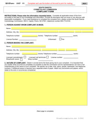 SD Form 0107 Cosmetology Commission Complaint Form - South Dakota