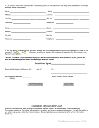 SD Form 0107 Cosmetology Commission Complaint Form - South Dakota, Page 2