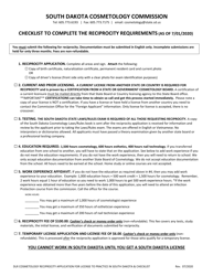 Reciprocity Application for License to Practice in South Dakota - South Dakota, Page 2