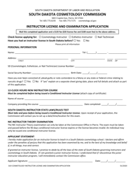 Document preview: Instructor License and Examination Application - South Dakota