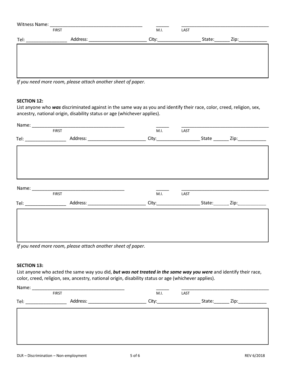 SD Form 2162 Charging Party Intake Form for Non-employment - South Dakota, Page 5