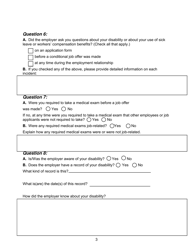 SD Form 2013 Intake Questionnaire for Potential Disability Discrimination Complaint for Discrimination in Employment - South Dakota, Page 3