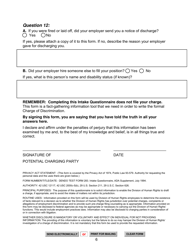 SD Form 2013 Intake Questionnaire for Potential Disability Discrimination Complaint for Discrimination in Employment - South Dakota, Page 6