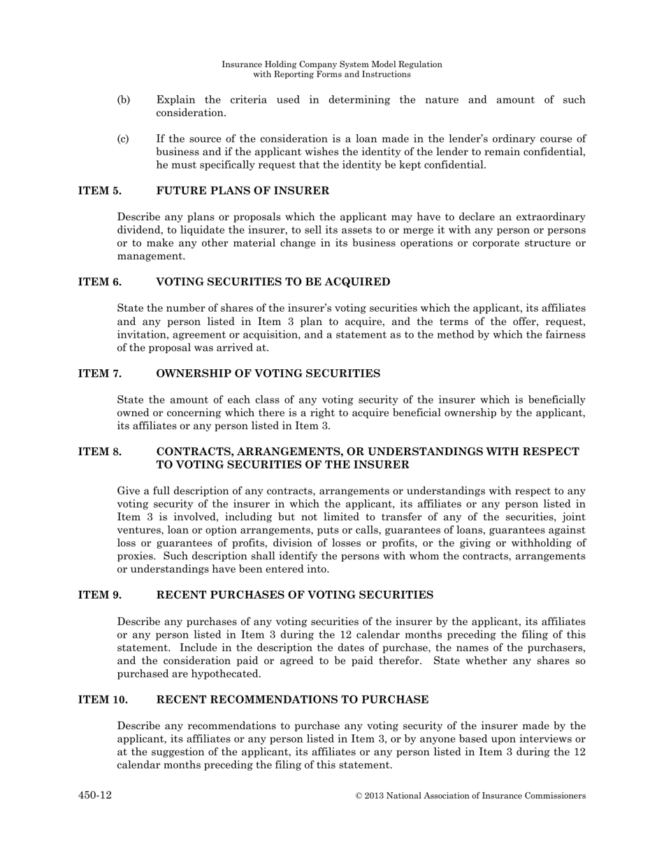 Form A (SD Form 1849) Statement Regarding the Acquisition of Control of or Merger With a Domestic Insurer - South Dakota, Page 3
