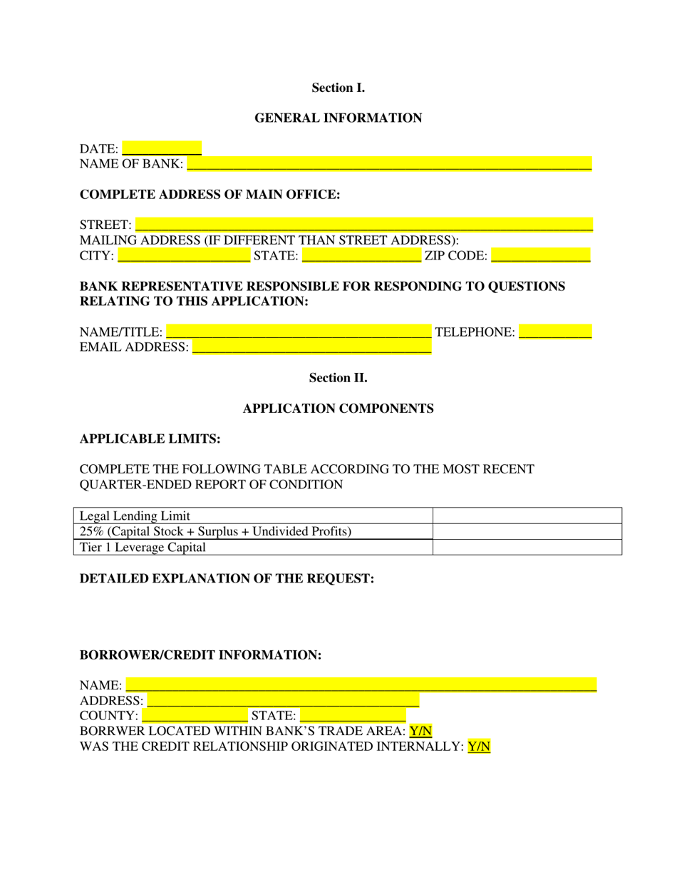 Application for Exception to Loan or Credit Limitations - South Dakota, Page 2