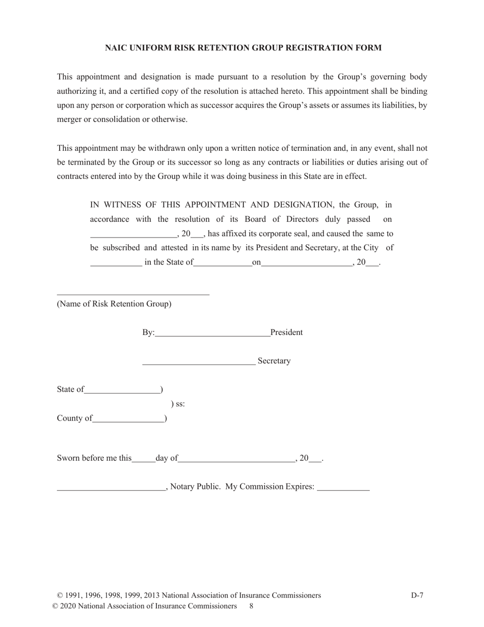 Risk Retention Group (Rrg) Registration Packet to Do the Business of Insurance - South Dakota, Page 11