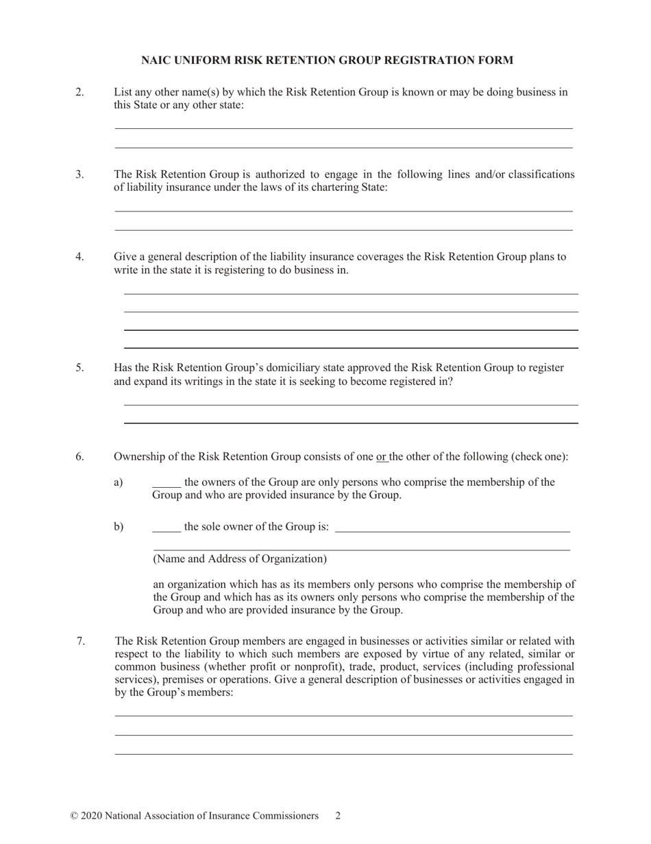 Risk Retention Group (Rrg) Registration Packet to Do the Business of Insurance - South Dakota, Page 5