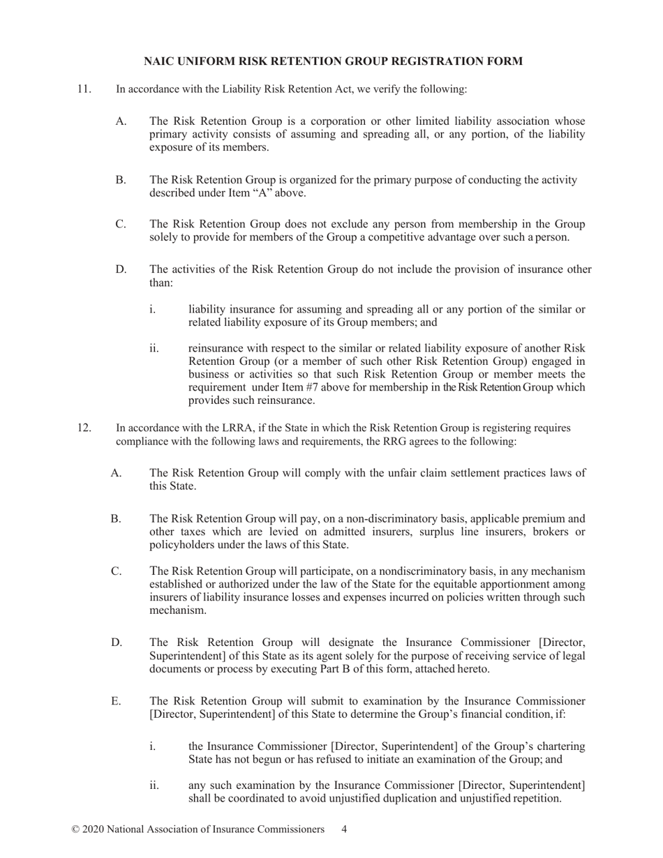 Risk Retention Group (Rrg) Registration Packet to Do the Business of Insurance - South Dakota, Page 7