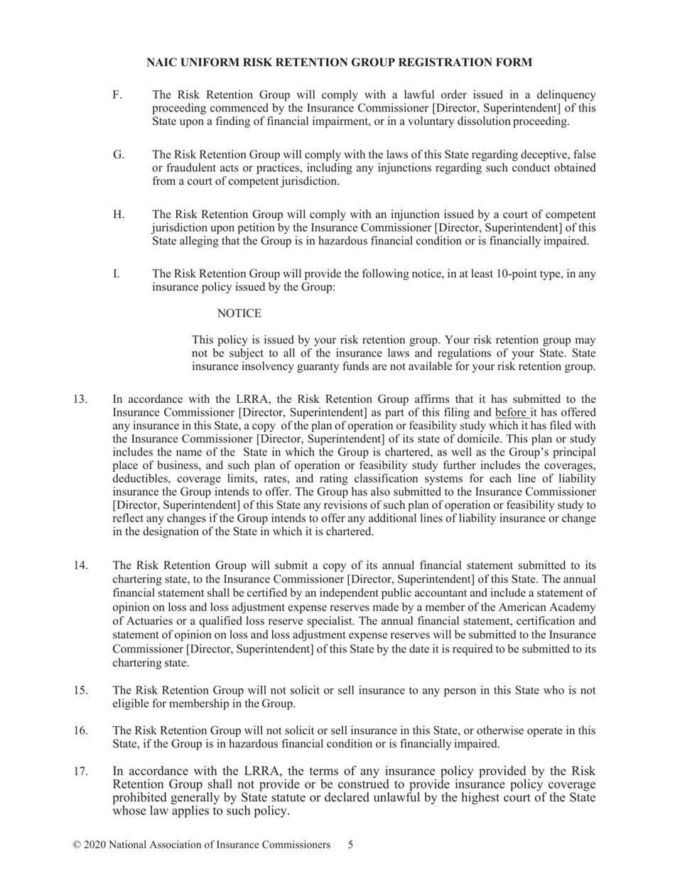 Risk Retention Group (Rrg) Registration Packet to Do the Business of Insurance - South Dakota, Page 8