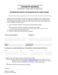 Document preview: Information Update for Business Entity Name Change - South Dakota