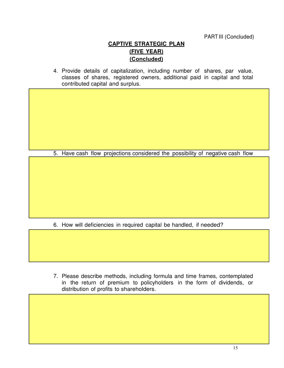 SD Form 2352 Captive Insurance Company Application - South Dakota, Page 15