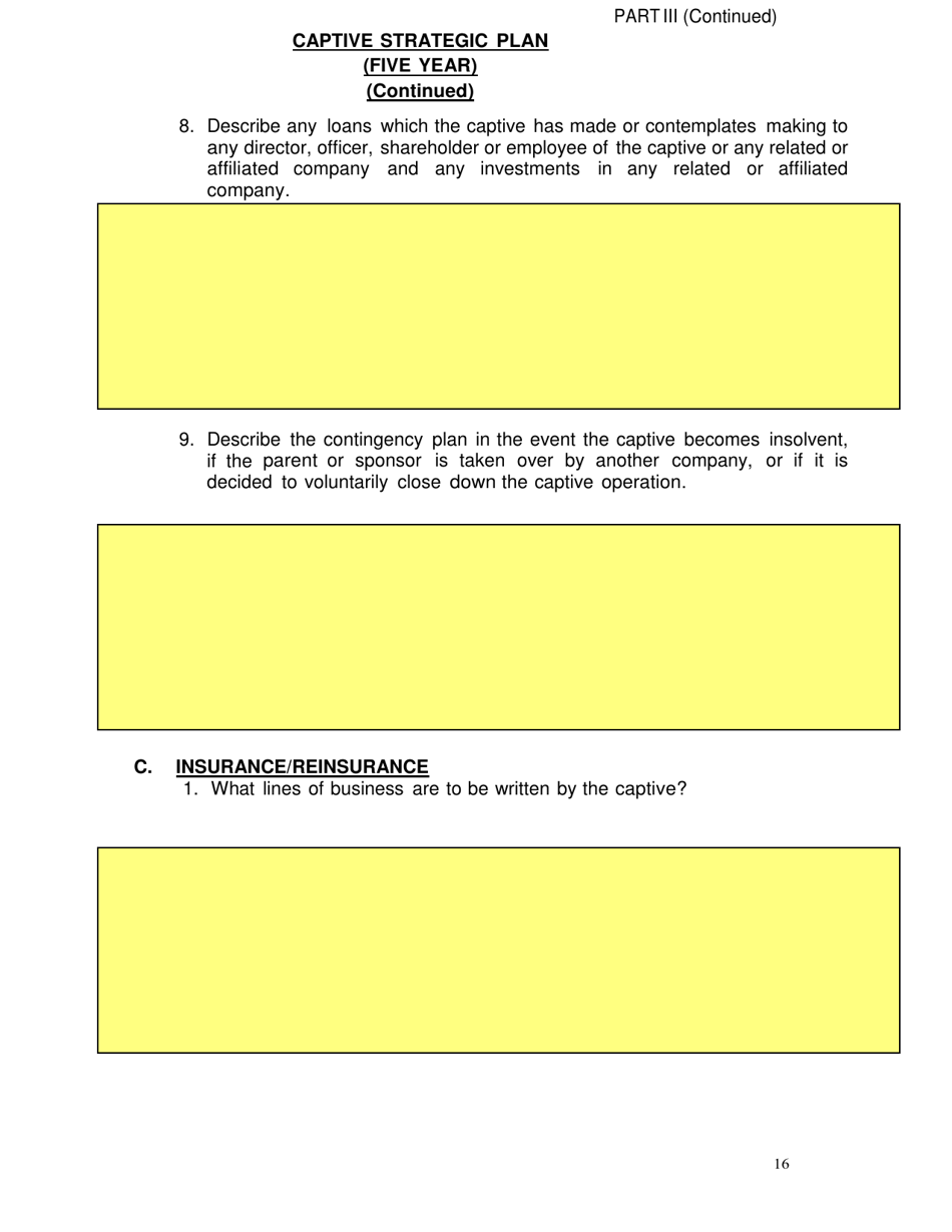 SD Form 2352 Captive Insurance Company Application - South Dakota, Page 16