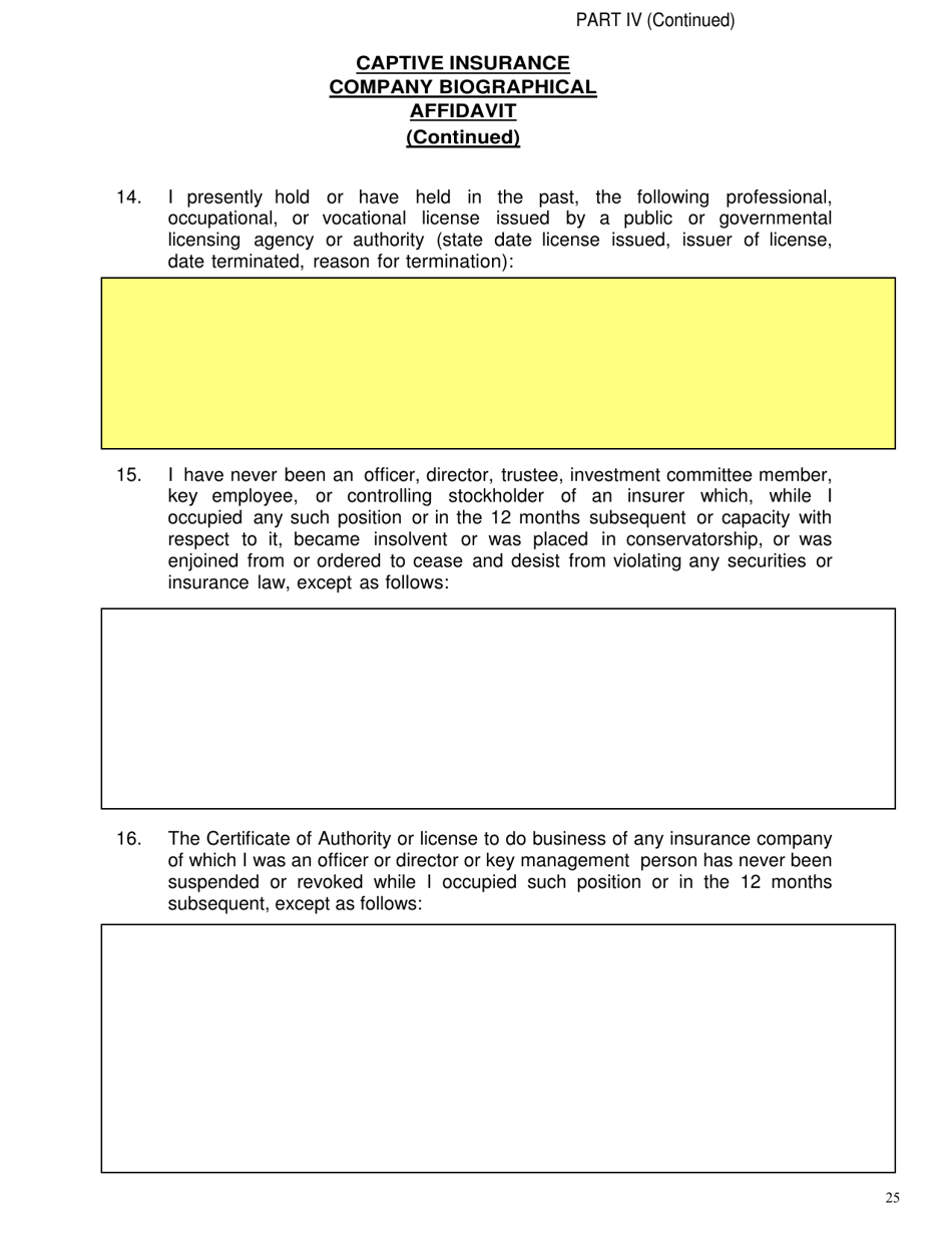 SD Form 2352 Captive Insurance Company Application - South Dakota, Page 25