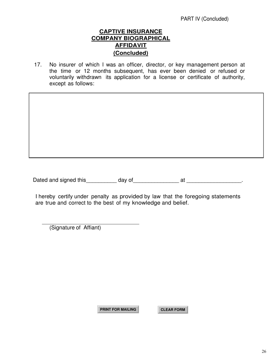 SD Form 2352 Captive Insurance Company Application - South Dakota, Page 26