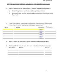 SD Form 2352 Captive Insurance Company Application - South Dakota, Page 3