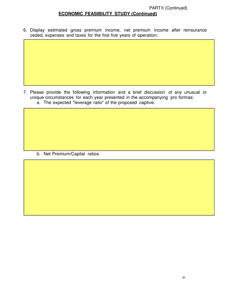 SD Form 2352 Captive Insurance Company Application - South Dakota, Page 9
