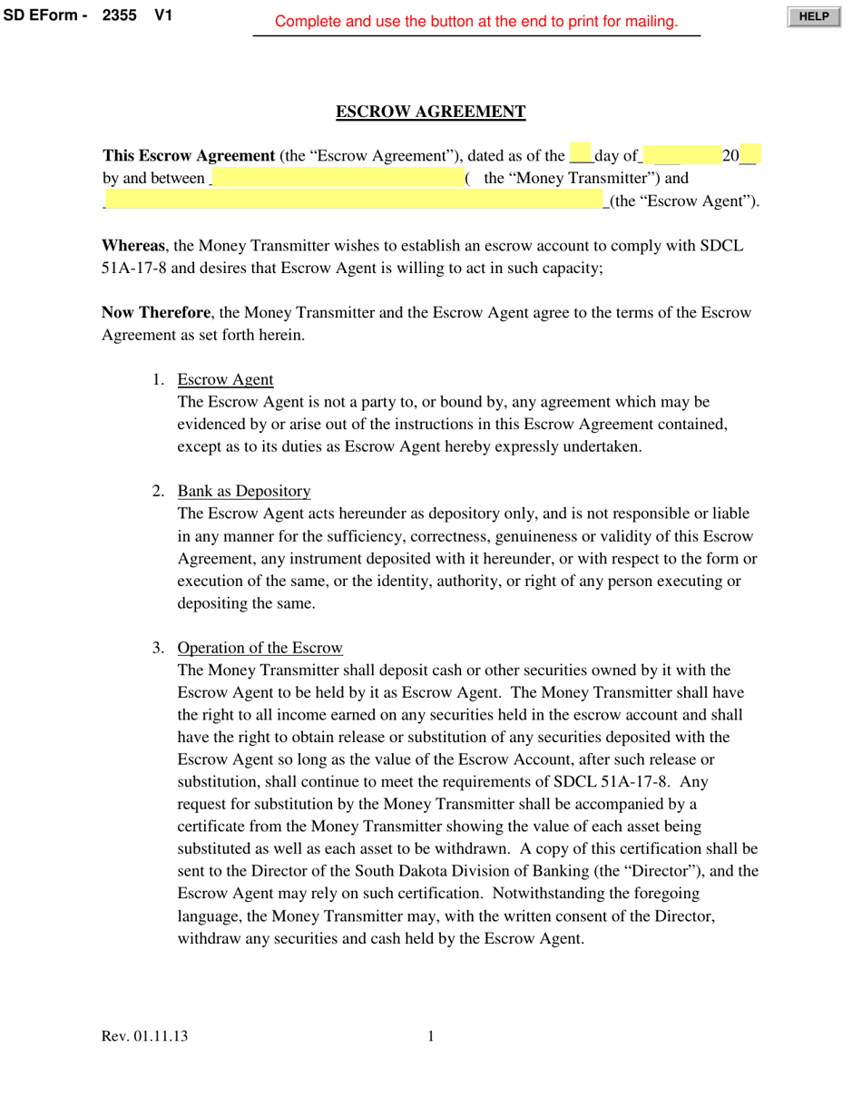 SD Form 2355 - Fill Out, Sign Online and Download Fillable PDF, South ...
