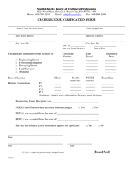 Document preview: State License Verification Form - South Dakota