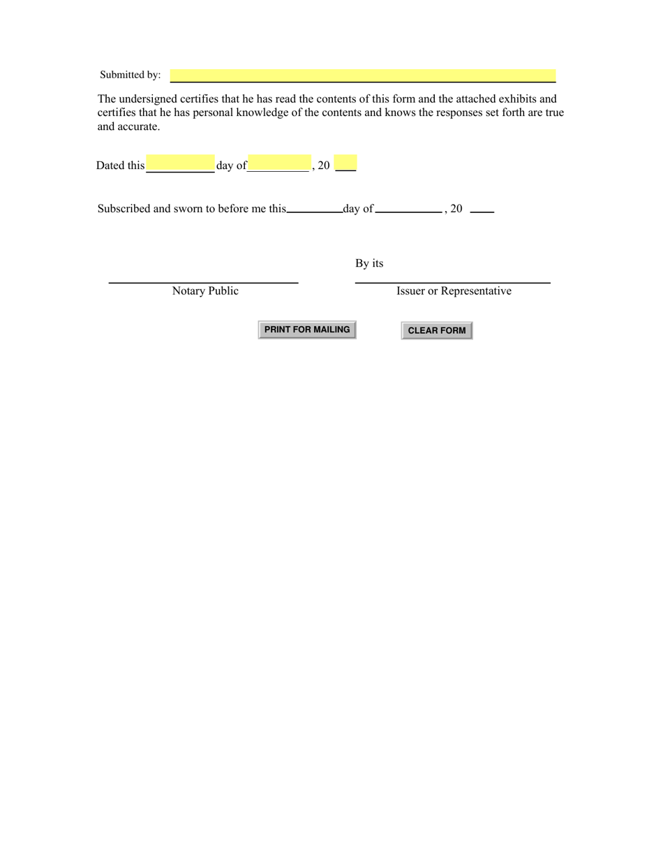 SD Form 0288 Statement of the Issuer Application for Transactional Exemption - South Dakota, Page 3