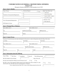 Form U-CF Uniform Notice of Federal Crowdfunding Offering