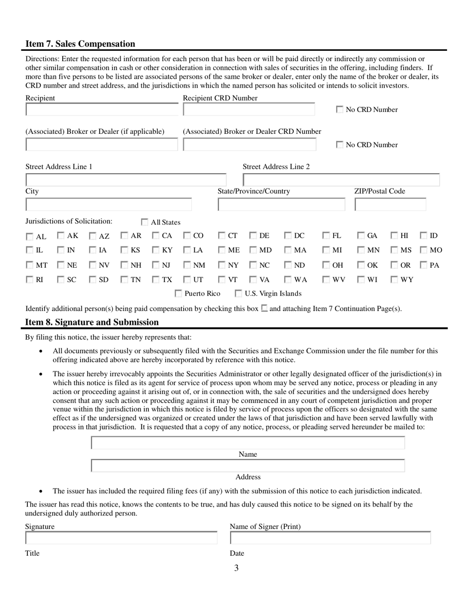 Form U-CF Uniform Notice of Federal Crowdfunding Offering, Page 3