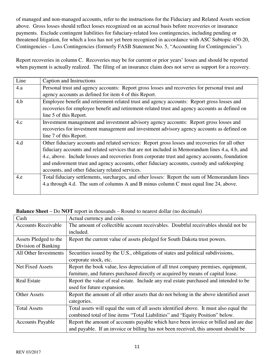 Instructions for Fiduciary and Related Services Report - South Dakota, Page 11