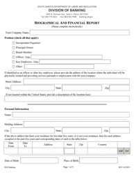 Document preview: Biographical and Financial Report - South Dakota