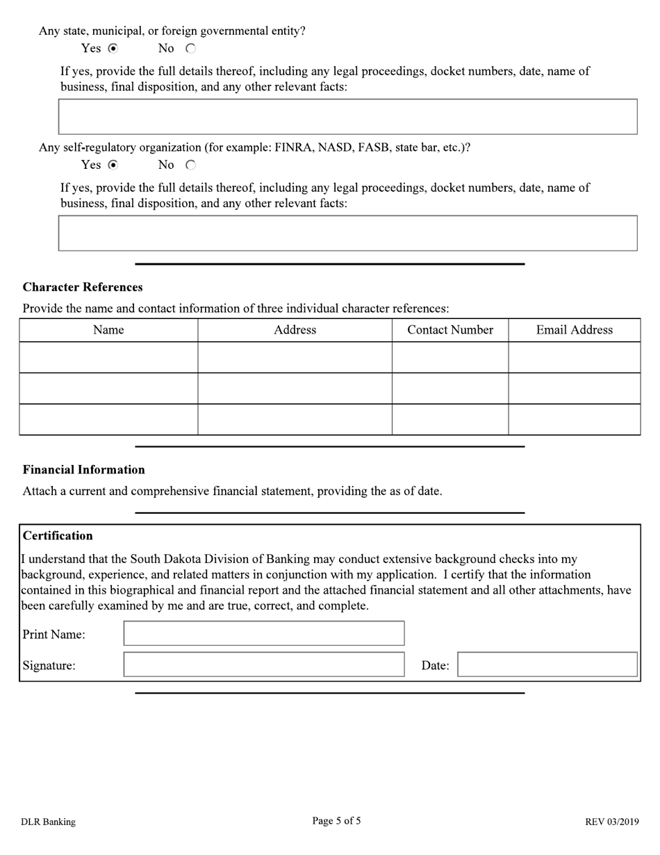 Biographical and Financial Report - South Dakota, Page 5