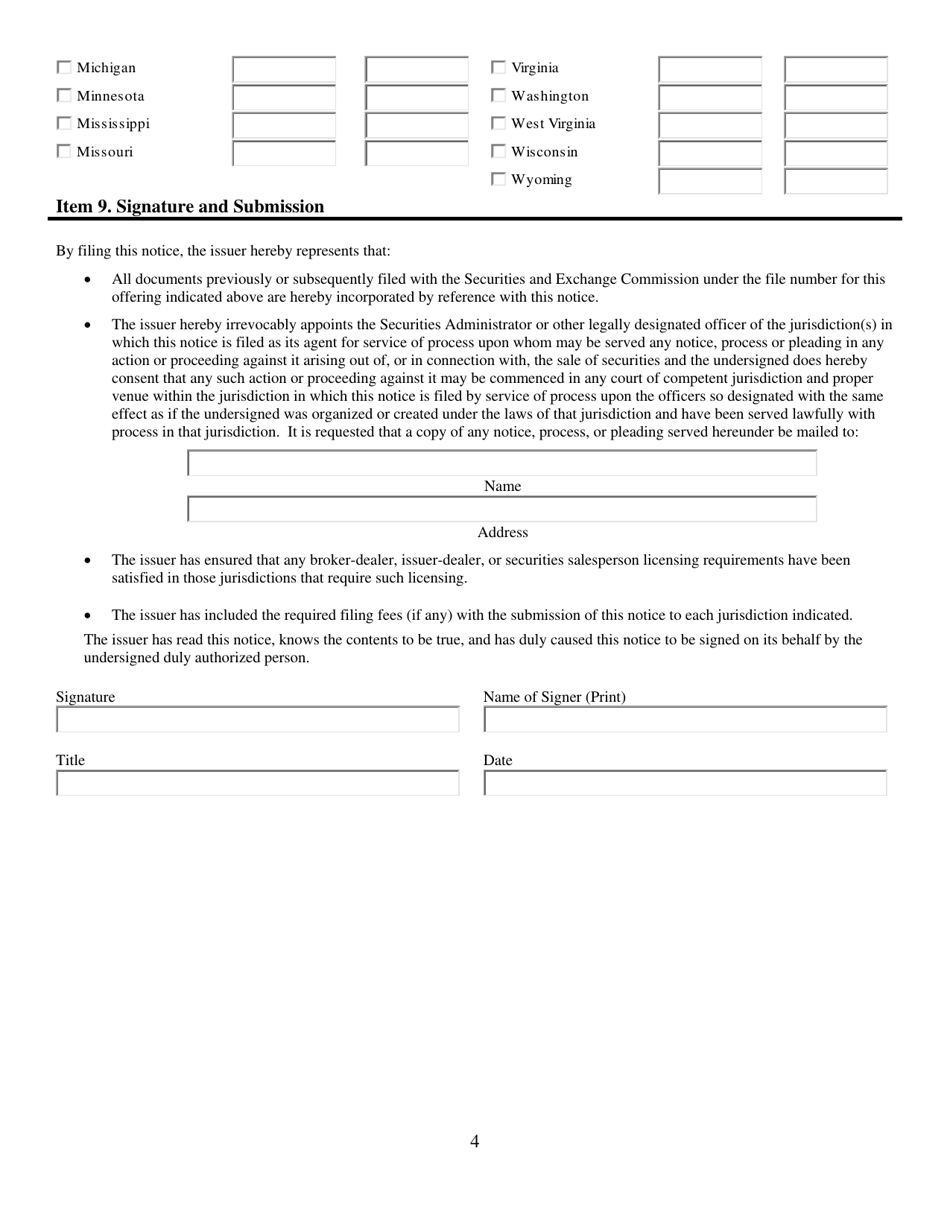 Uniform Notice Filing of Regulation a - Tier 2 Offering, Page 4