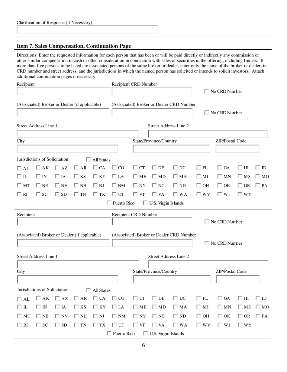 Uniform Notice Filing of Regulation a - Tier 2 Offering, Page 6