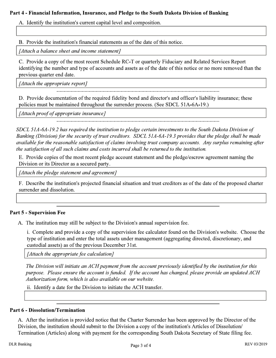 Charter Surrender Notice - South Dakota, Page 3