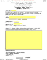 Document preview: SD Form 1652 Workers' Compensation Mediation Request - South Dakota