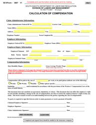 Document preview: SD Form 0807 (DLR-LM-110) Calculation of Compensation - South Dakota