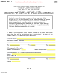 SD Form 0815 Application for Certification of Case Management Plan - South Dakota