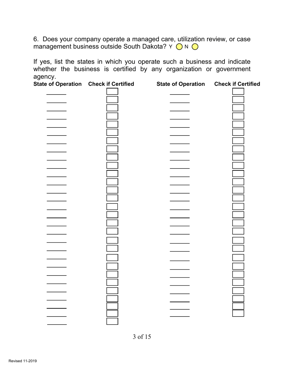 SD Form 0815 Application for Certification of Case Management Plan - South Dakota, Page 3