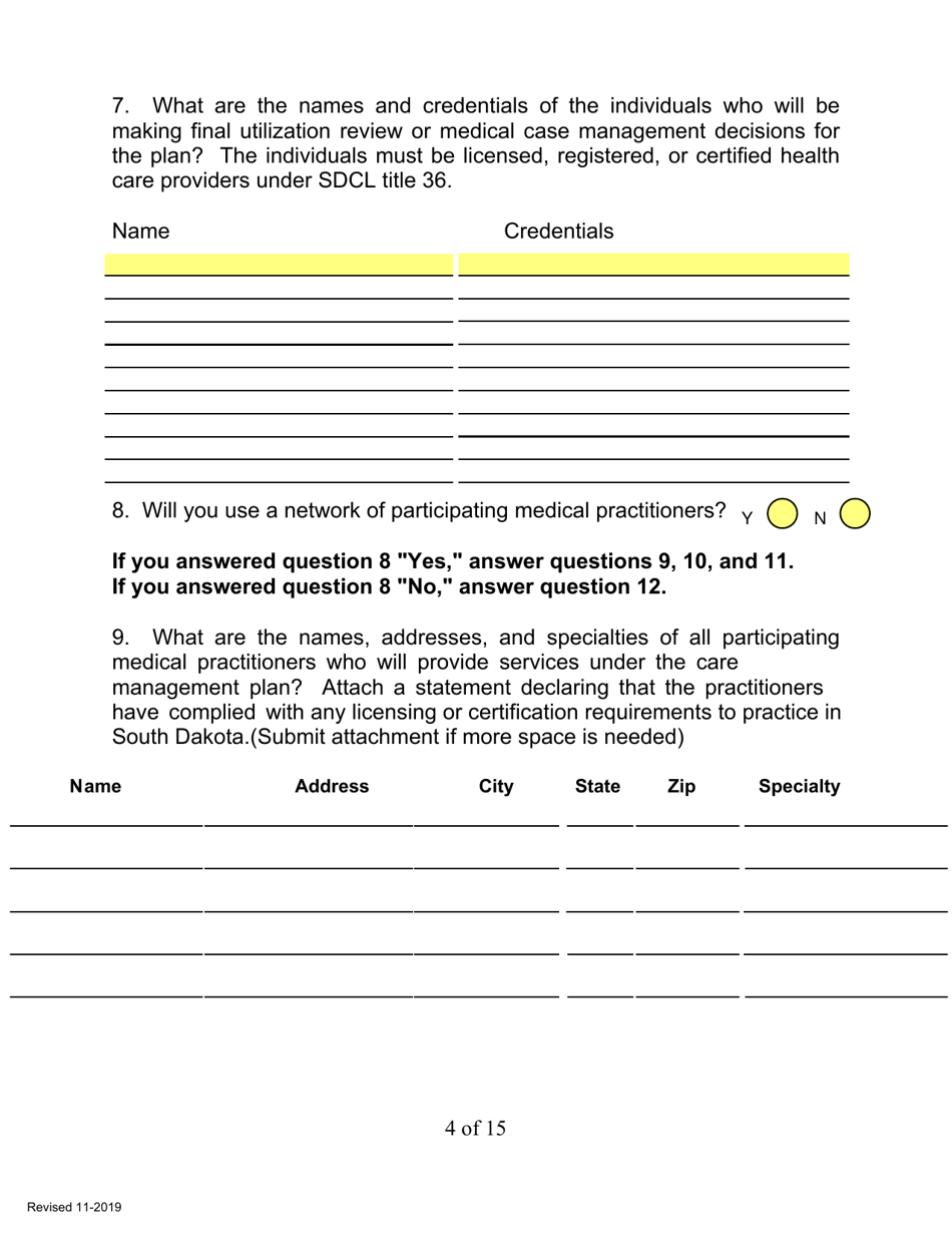 SD Form 0815 Application for Certification of Case Management Plan - South Dakota, Page 4