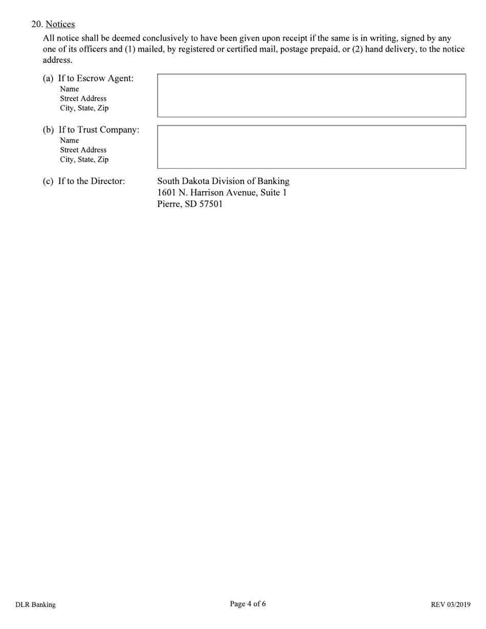 Pledge Escrow Agreement - South Dakota, Page 4