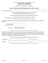 Document preview: Trust Company Supervisory Fee Calculator - South Dakota