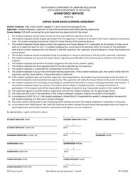 Document preview: Unpaid Work-Based Learning Agreement - South Dakota