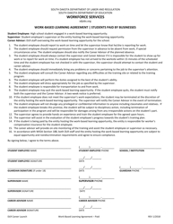 Document preview: Work-Based Learning Agreement - Students Paid by Businesses - South Dakota