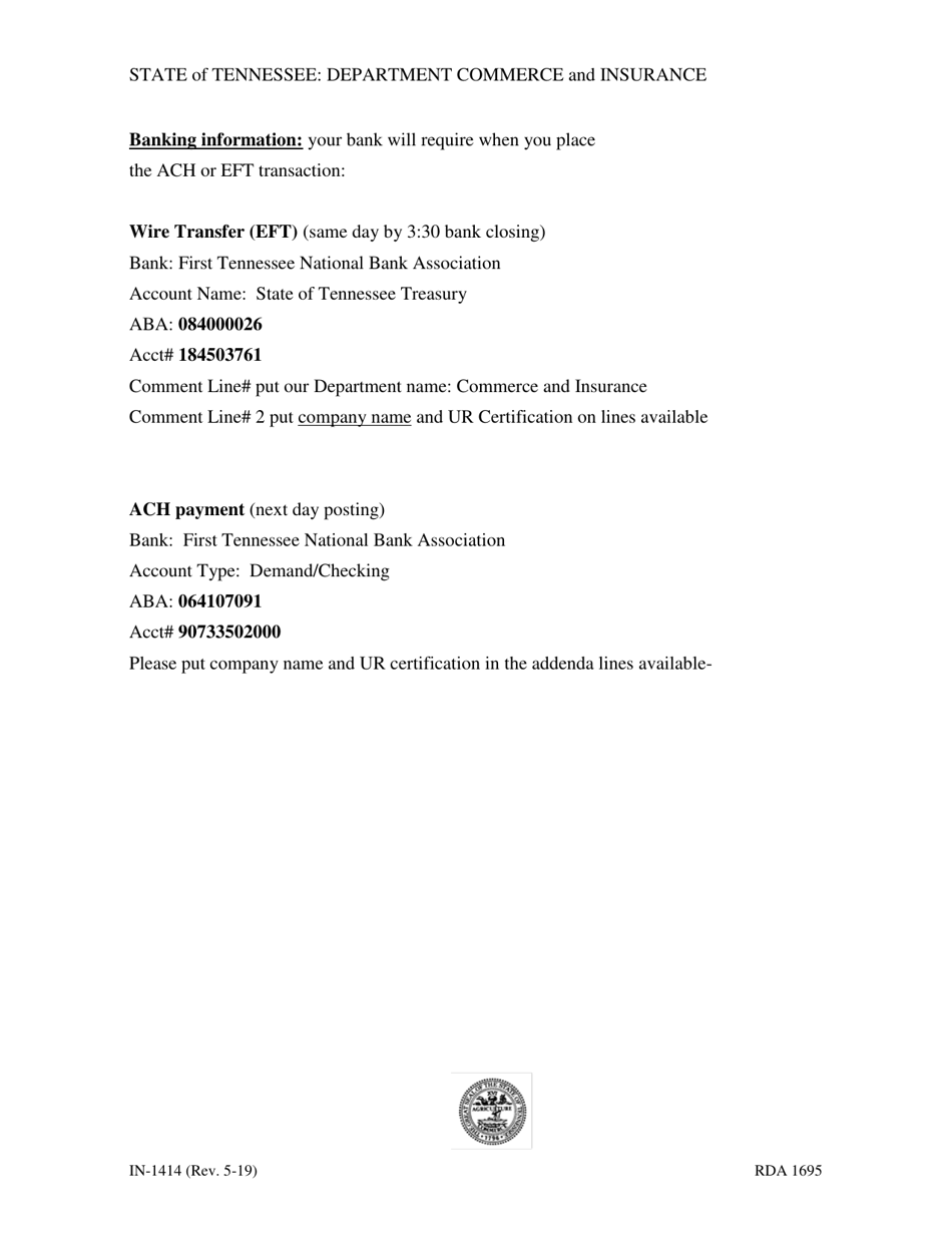 Form IN-1414 Health Care Service Utilization Review Act Application - Tennessee, Page 3